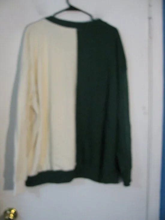 Football Sweatshirt 2XL New NWOT Green & Cream Knit Stretch - Picture 4 of 4